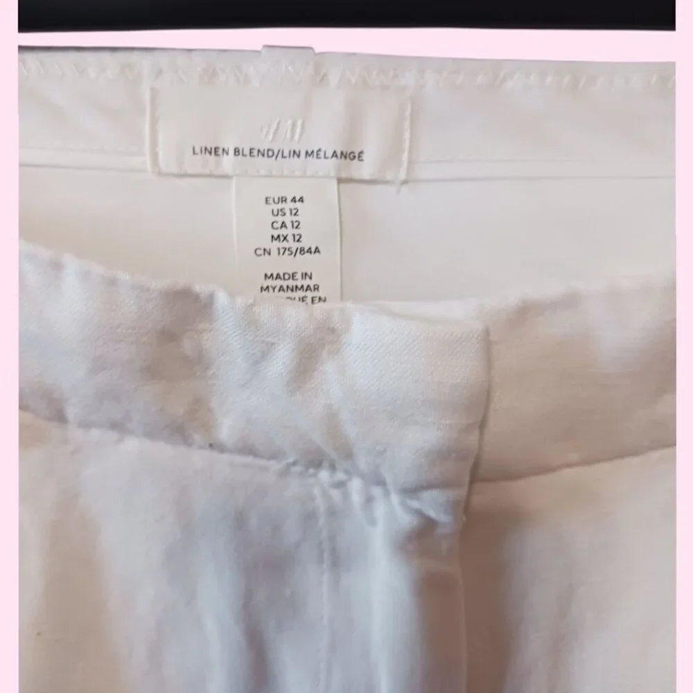H&M Womens Linen Blend Cropped Pants Size 12